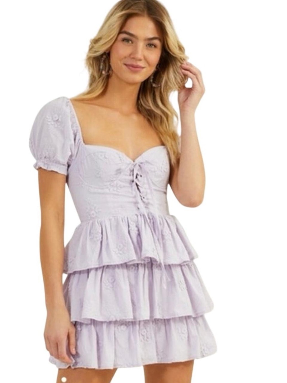 NWT altard state Lilac Tiered Ruffle Mini Dress